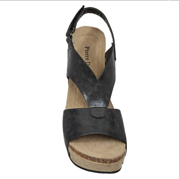 Black Sweetheart High Heel Wedge Ankle Strap - Picture 7 of 7